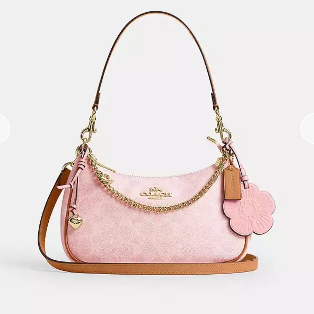 Coach Teri Shoulder Bag in powder Pink with Charms